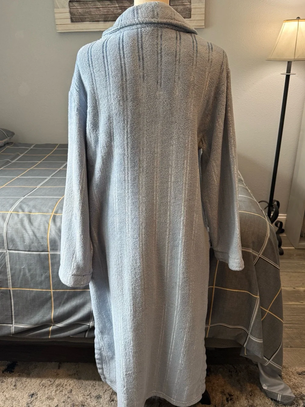 😴Adonna Cozy Full-Length Zip Robe Coat in Light Blue Size Large